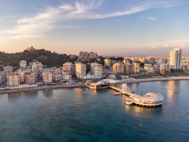 Modern apartment buildings and houses in Durrës  showcasing beautiful real estate properties