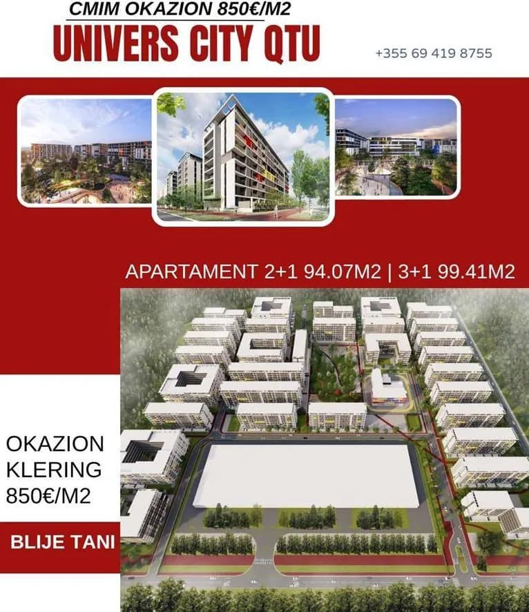 1-bedroom apartment for sale in Univers City, Tirane