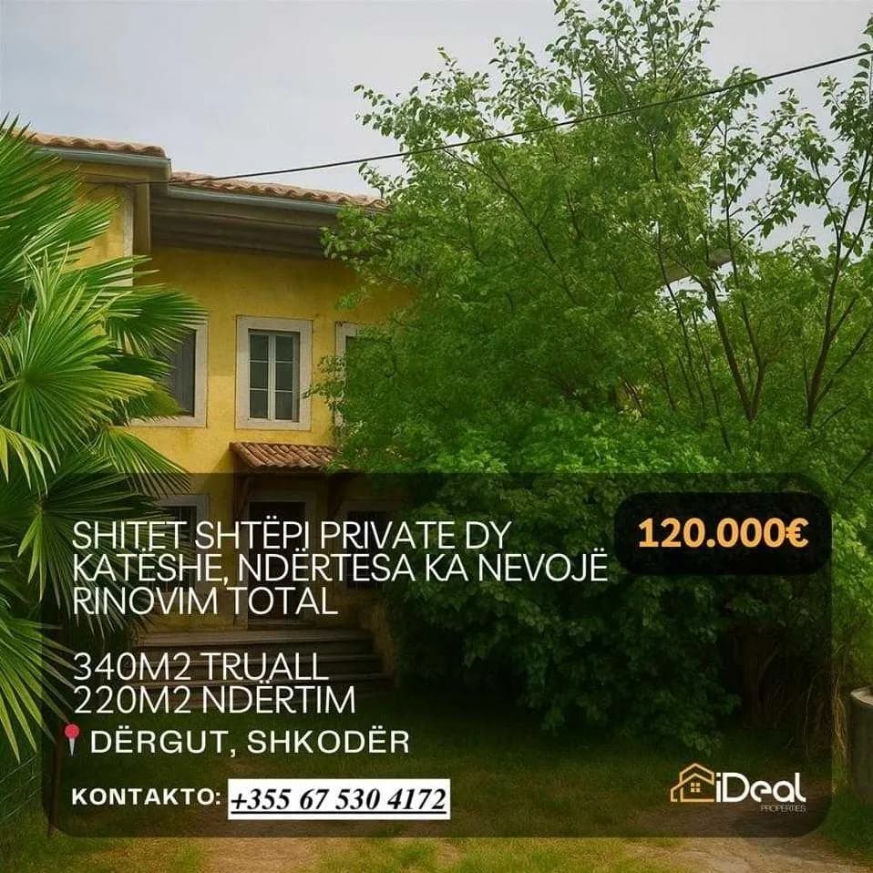 Shtëpi private 4+1 në shitje në Dergut, Shkodër