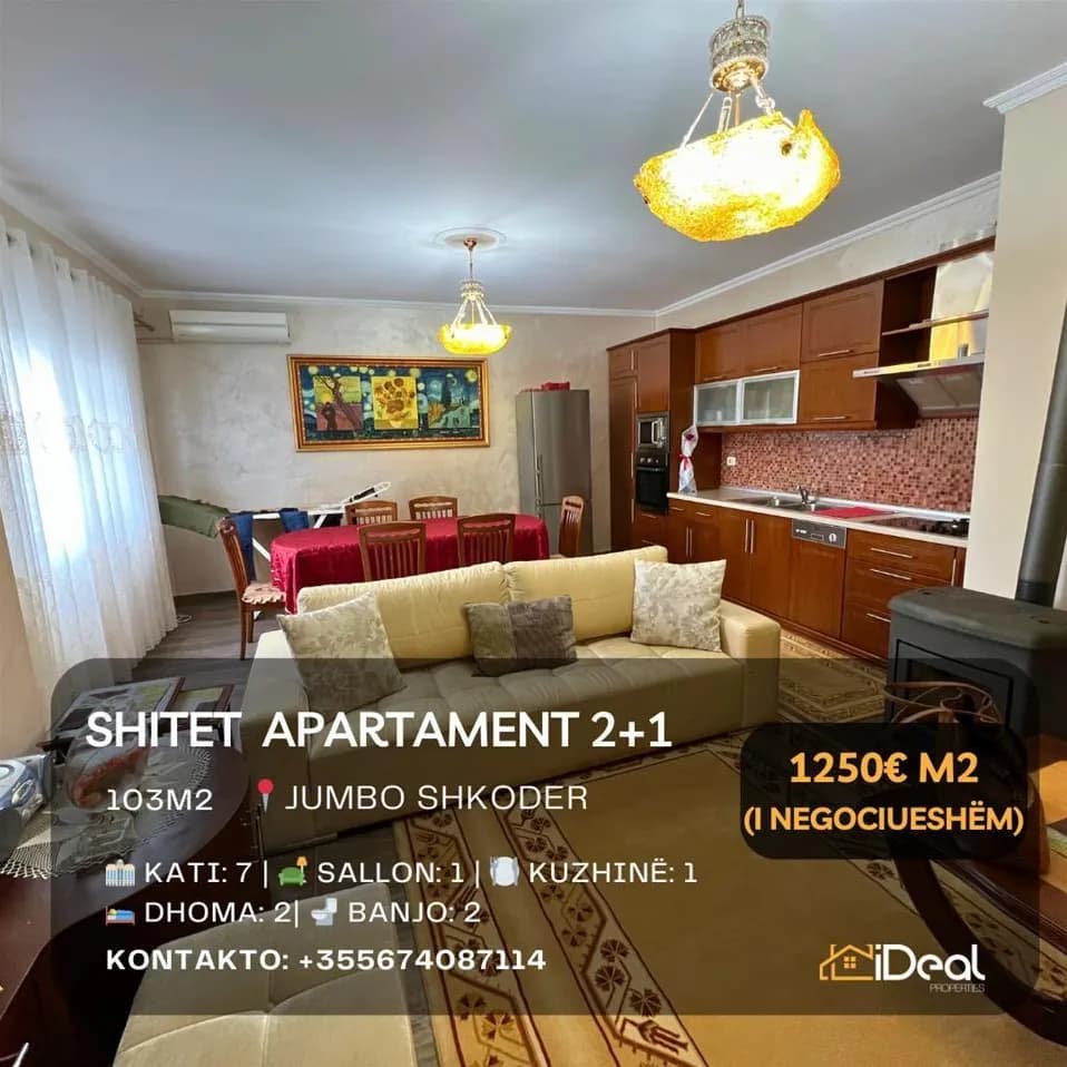 Apartament 2+1 në shitje në Jumbo, Shkoder