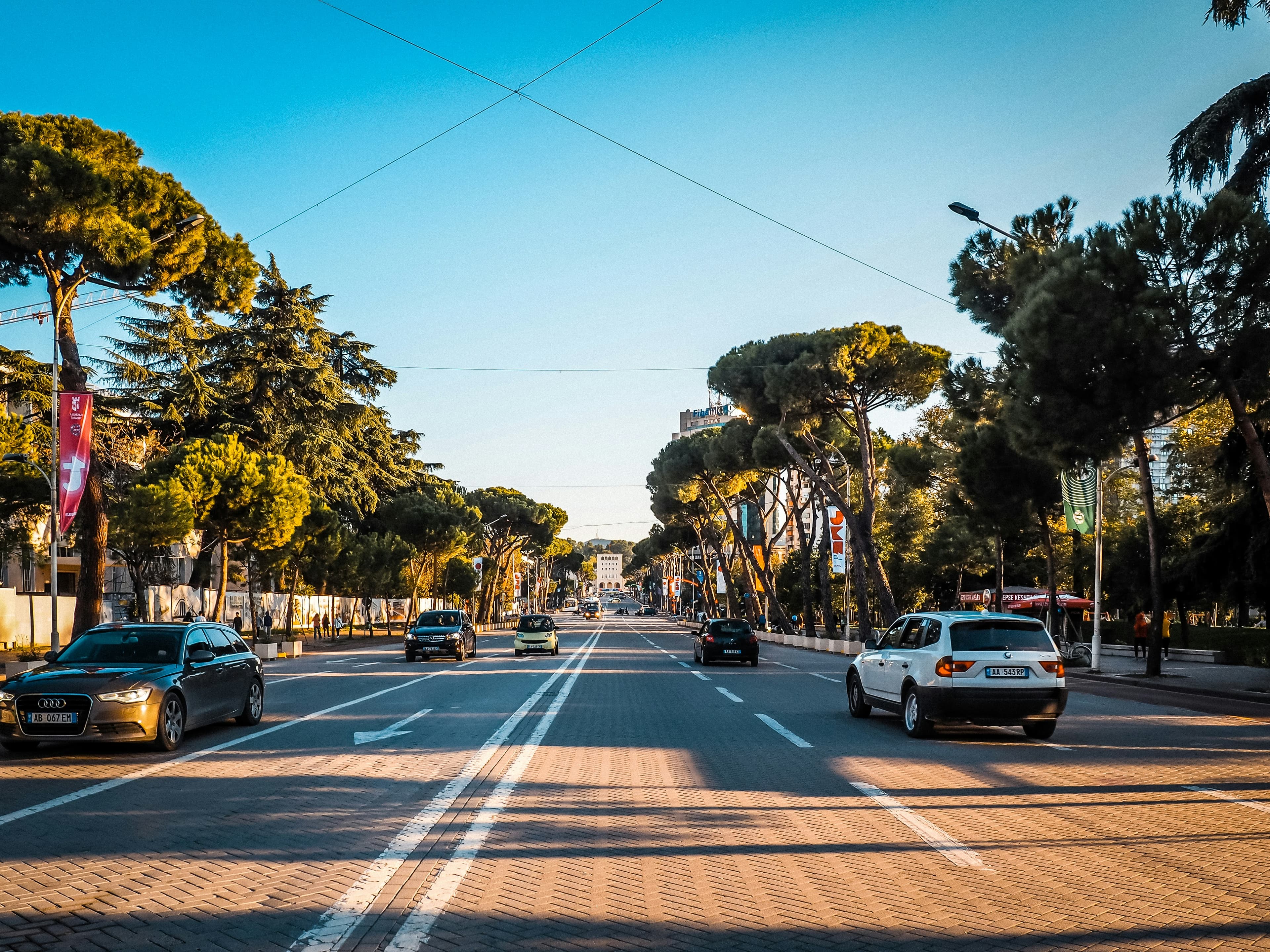 Modern apartment buildings and houses in Tirana showcasing beautiful real estate properties